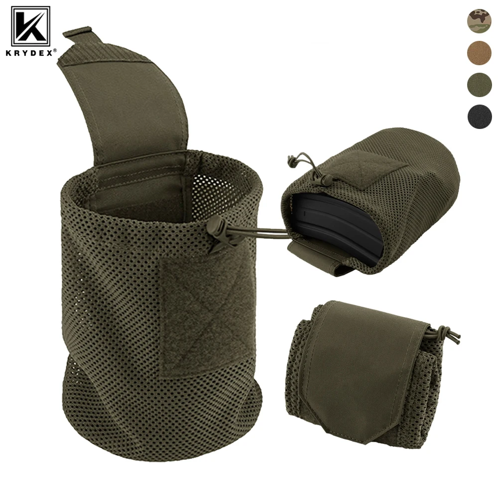 KRYDEX 500D Nylon Tactical Foldable Roll Up Mesh Dump Pouch MOLLE Belt Drop Magazine Pouches Tool Utility Pack Waistbag