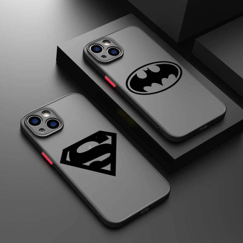 Batman Superman Joker Logo For iPhone 14 13 12 11 Pro Max XS Max X XR 7 8 Plus 6S 5S Frosted Translucent Phone Case