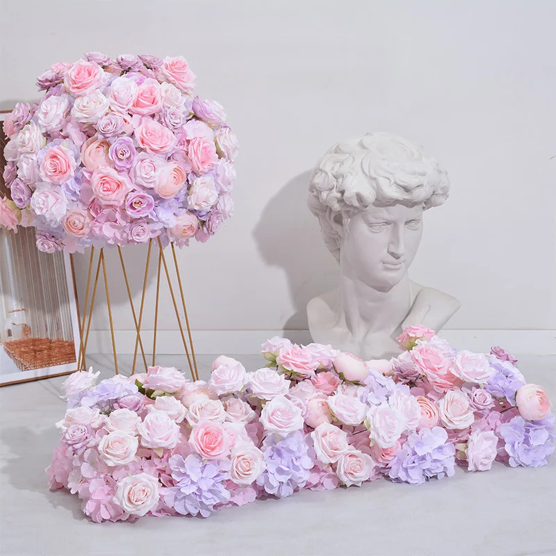 

Artificial Floral Greenery Rose Row Babysbreath Rose Garland Artificial Flowers for Weddings Home Party Table Runner Decoration