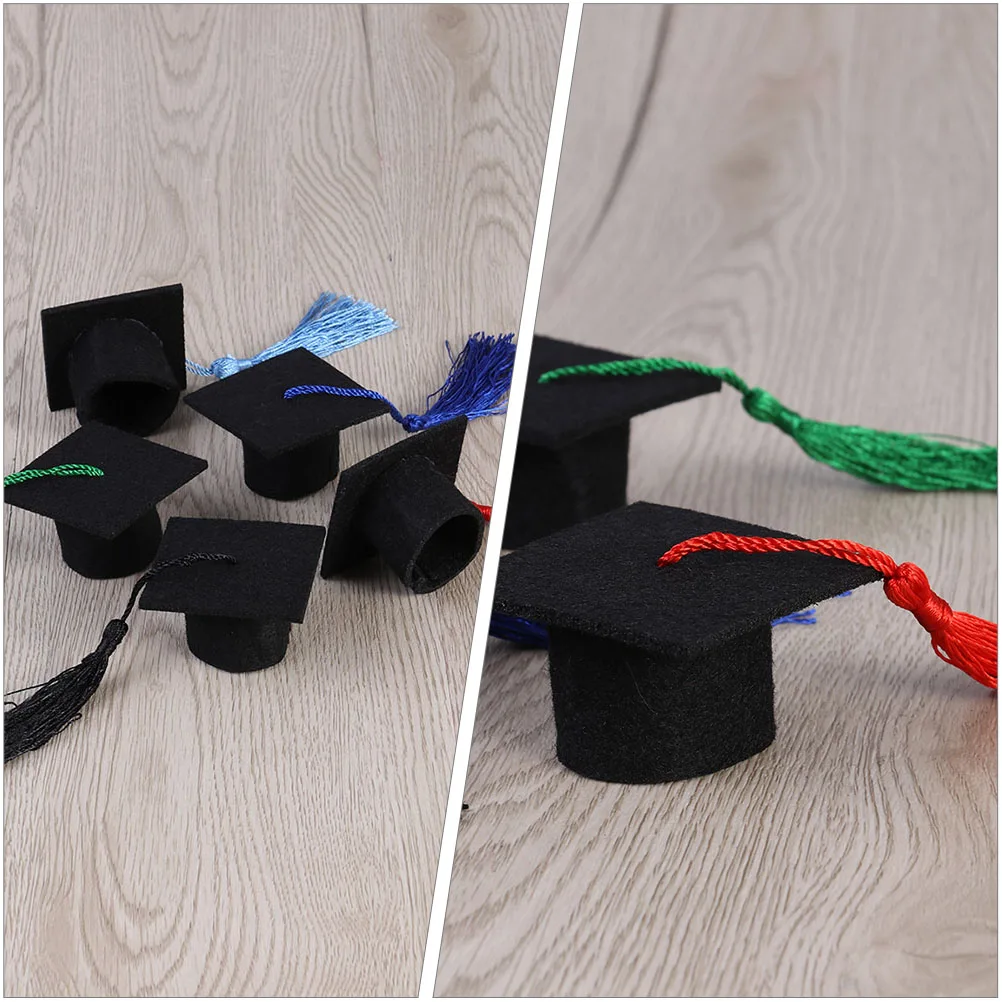

12 pcs Doctor Hat Decoration Baby Graduation Cap Bottle Non-woven Fabric Small Party Supplies Mini Cute Topper Gift
