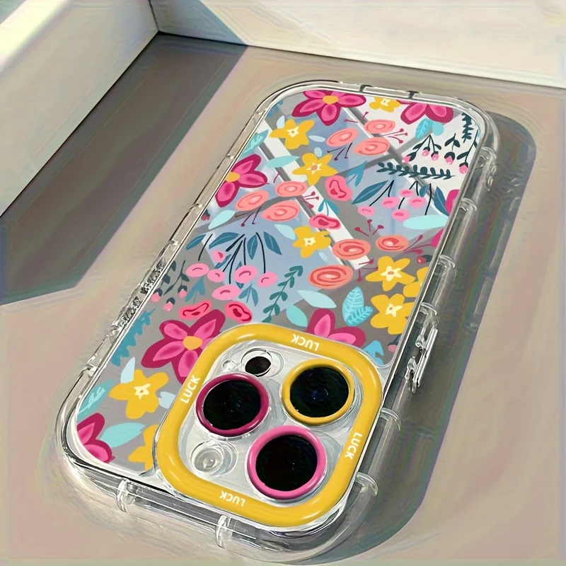 Vibrant Floral Pattern Designs Phone Case For IPhone 17 16 15 14 13 12 11 Pro Max 7 8 Plus XR X XS 16E 17E Luxury Mirror Cover_voghion.com