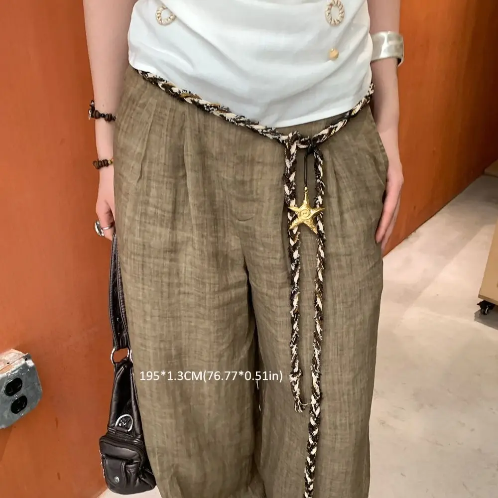 新しいヴィンテージカラーベルトロープクラッシュ編組ボヘミアンビーズウエストチェーンヒトデペンダント装飾ベルト男性女性