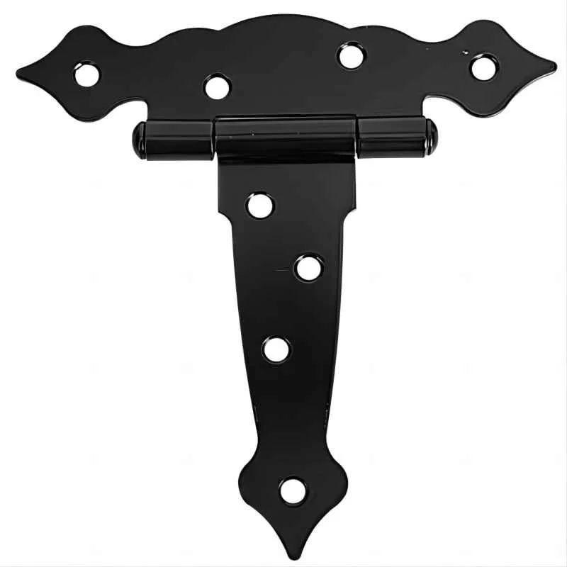 Black door hinges, shed door hinges, heavy-duty T hinges, wooden fence, barn door, rust-proof decorative classic patterns
