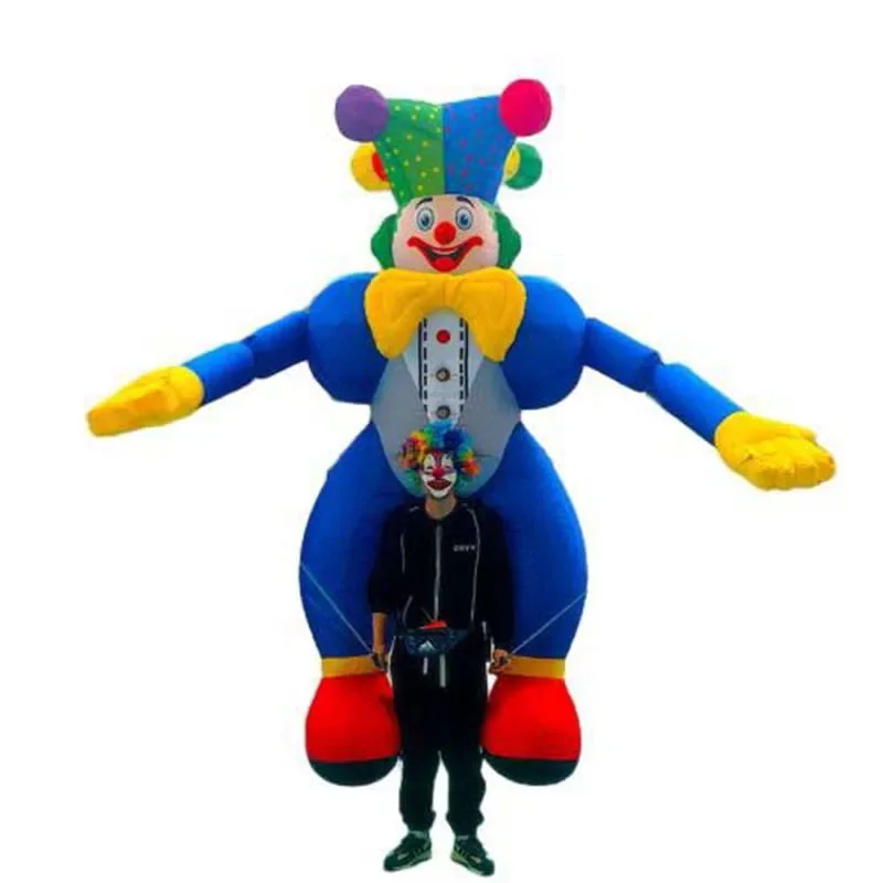 3m/3.5m Giant Red Blue Adult Carry Inflatable Clown Puppet for Carnival Entertainments Stage Fancy Blow Up Clown Props Events
