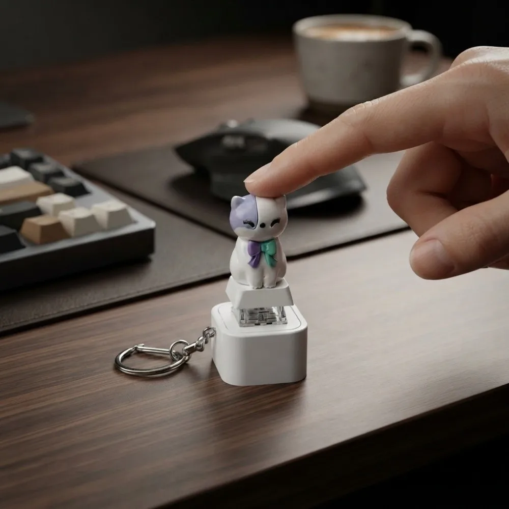 Rechargeable Screaming Goat Key Chain Sound-Effect LED-Glowing Mechanical Key Cap Pocket-Sized Portable-Clicky Sounding Key Ring