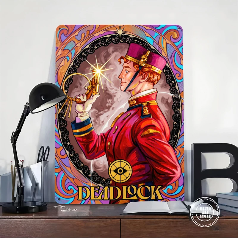 Deadlock The Doorman With Gun and Keys Printed Poster Customized Wall Art Retro Vintage Metal Tin Signs for Home Decorations