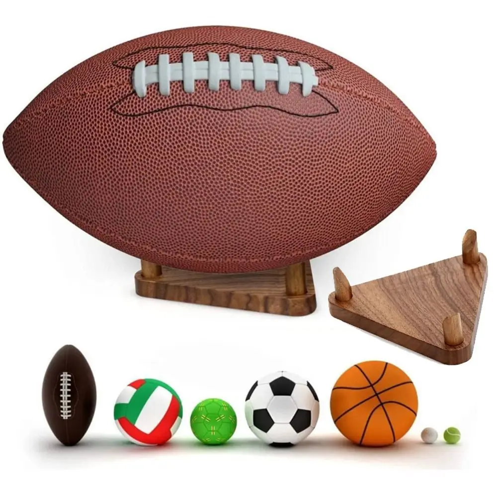 Soporte de exhibición de baloncesto de madera, estante triangular decorativo de escritorio, estantes de almacenamiento de pelotas deportivas, trípodes, soporte de exhibición de bolas para ahorrar espacio
