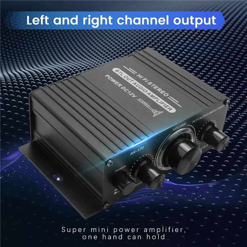 Pop 12V Mini Audio Power Car Amplifier Digital Audio Receiver AMP Dual Channel 20W+20W Bass Treble Volume Control For Home