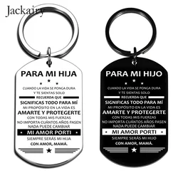 Spanish HIJO HIJA Gifts Inspirational Keychain Charms Family Jewelry Pendant Necklace Birthday Christmas Gift for Son Daughter