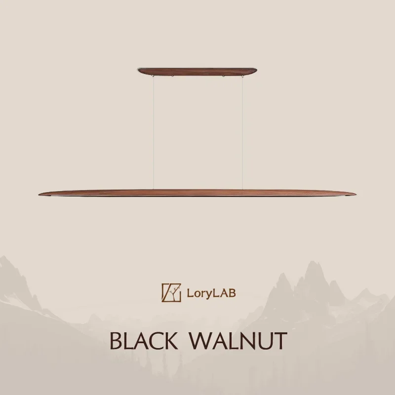 

Walnut Wood Linear LED Pendant Light Fixture, Dinning Room Light Island Lights for Dining Room, Kitchen Island, Pool Table
