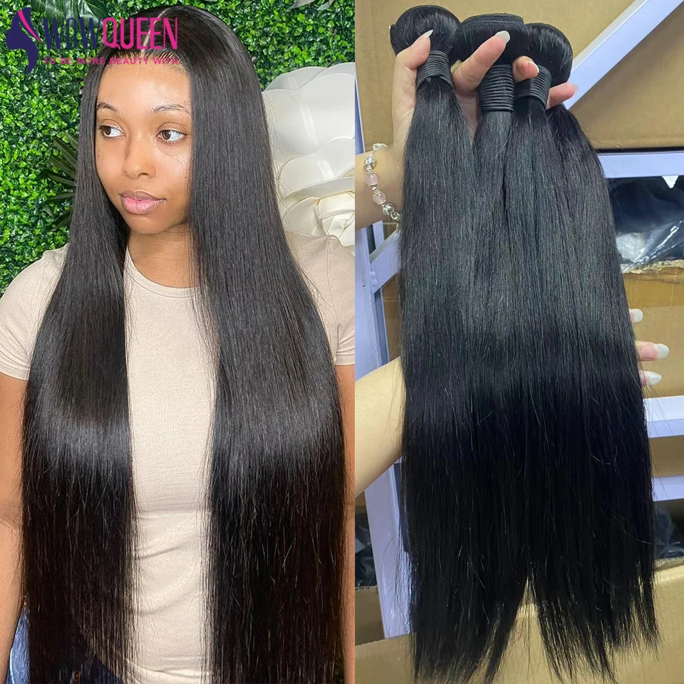 Straight Hair 36 40 Inch Brazilian Straight Human Hair Weave Bundles Natural Black 100% Human Hair Bundles Remy Hair Extensions