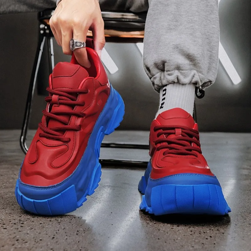 Shoes for Men High Quality Platform Sneaker Fad Leather Thick Sole Leisure Men Sneaker Outdoor Hiking Men Shoe Zapatillas Hombre