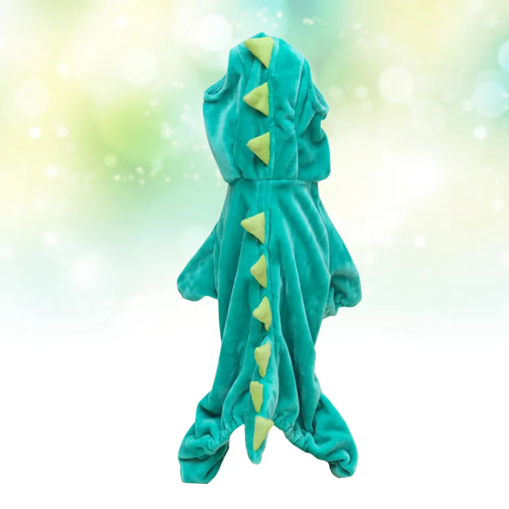

Dinosaur Four-Leg Pet Costume Green Size Lightweight Breathable Velour Dog Clothes Halloween Winter Pet Costume