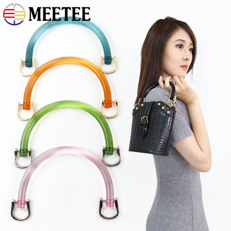 

1/2/3Sets Acrylic D Ring Bag Handle with Two Metal Buckles Transparent Resin Wristband Handbag Kiss Frame Clasp Bags Accessories