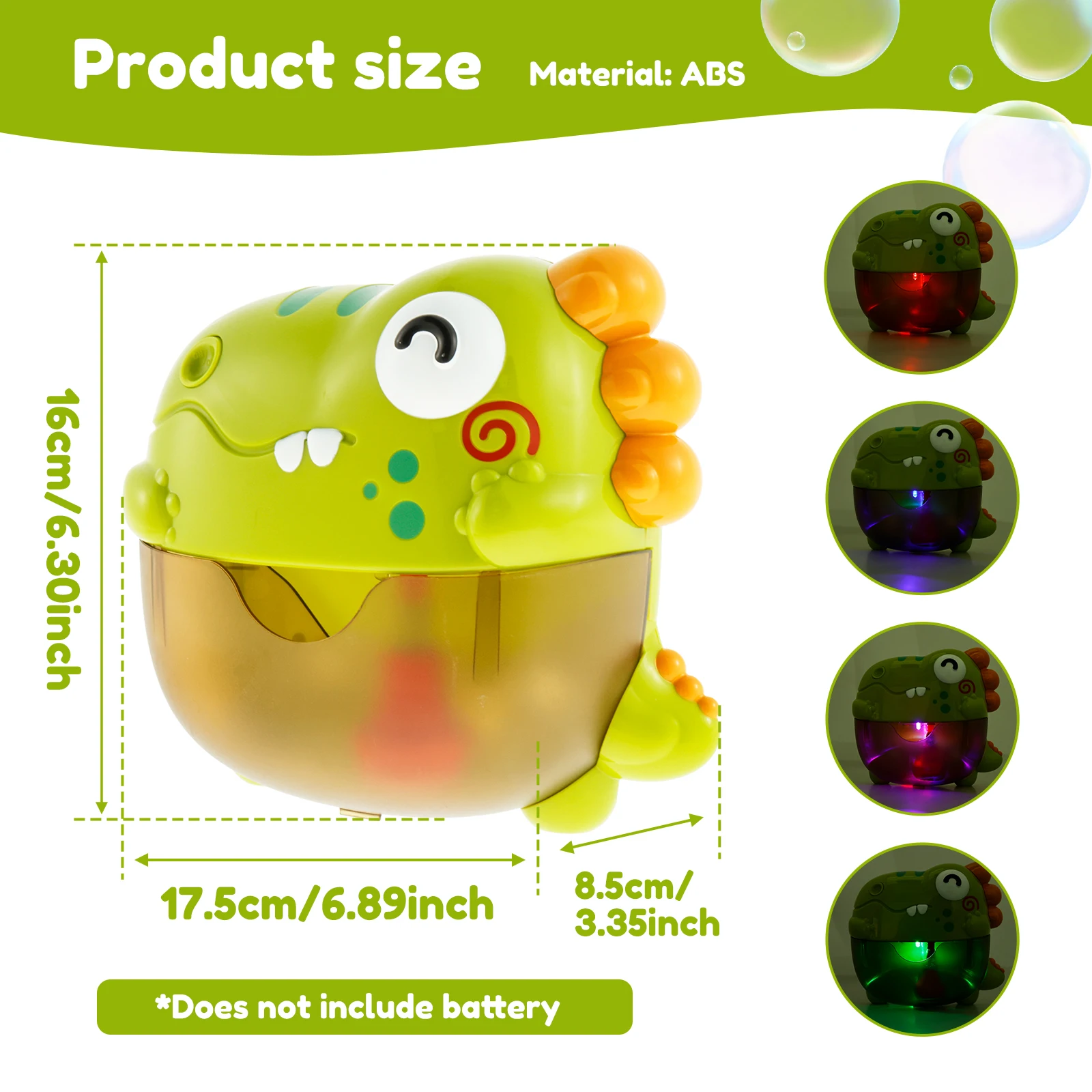 Macchina per bolle di dinosauro Giocattoli da bagnetto per bambini con musica a luce LED colorata Sapone elettrico Creatore automatico per bolle Giocattolo da bagno per bambini