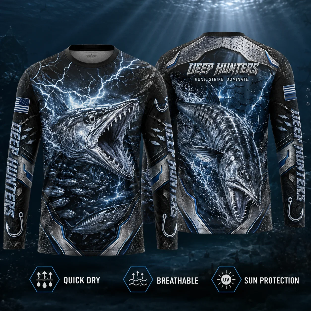 Men's Fishing Shirt 3D Printed Waterproof Breathable Long-Sleeved T-Shirt Outdoor Fishing Suit Sports T-Shirt Vintage T Shirt