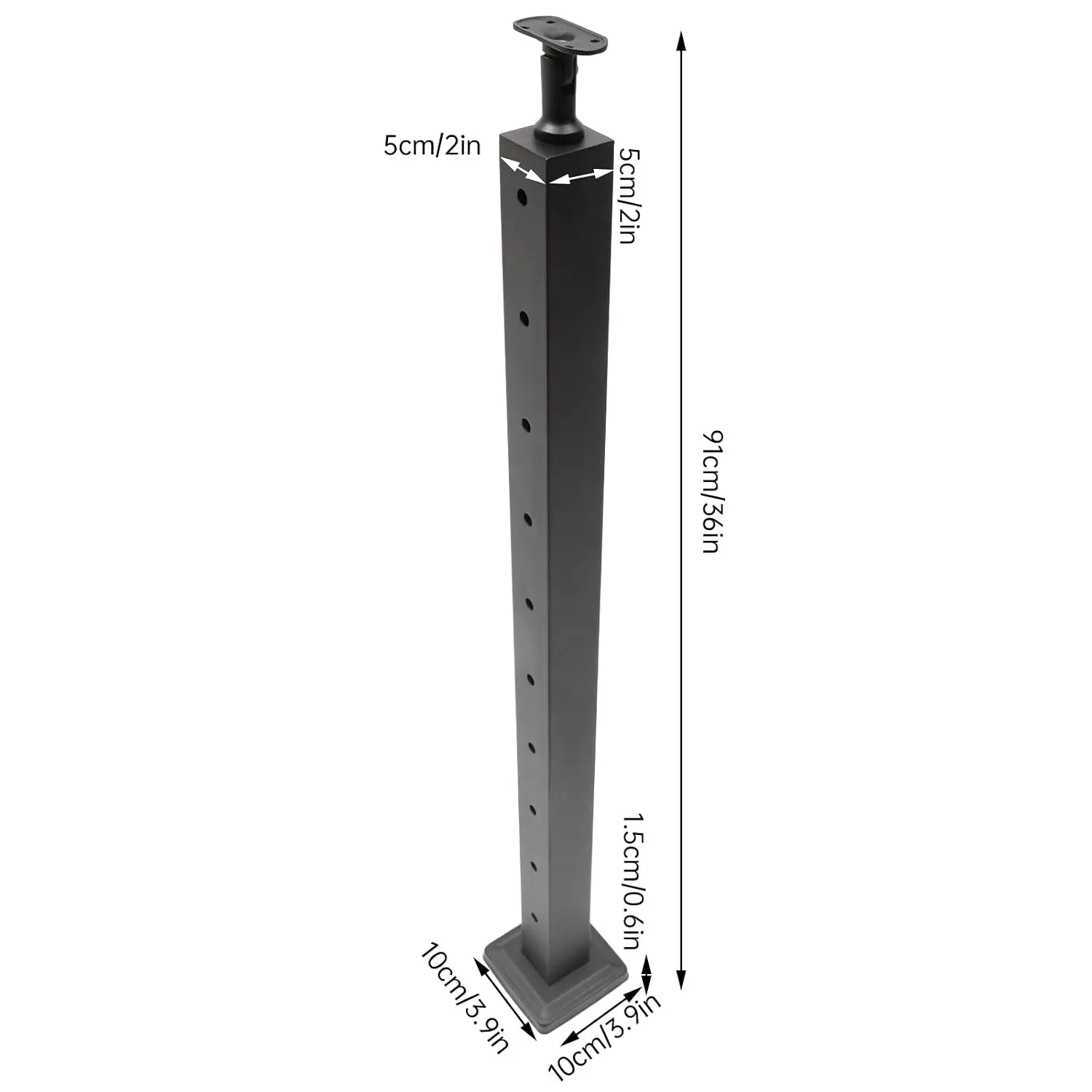 4 Pack Cable Railing Post, 36"X2"X2" Level Drilled Cable Railings Post with Adjustable Top Level & Sturdy Thickened Wall Deck Railing System Kit for Decks Stairs Porches Balconies Seaside or Wet Areas