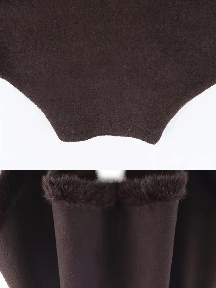 

HH Women Fashion Faux Fur-Effect knitted Jersey Cape Coat Female Spring Autumn Casual Solid Loose Pullover Tops Chic Sweater