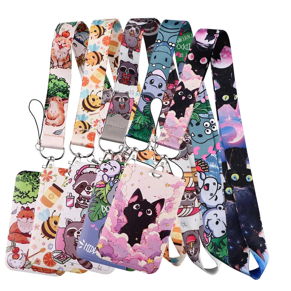 

LX1279 Cute Animal Series Lanyard Keychains Accessory USB ID Badge Holder Keychain Women Neck Strap Mobile Phone Straps Gifts