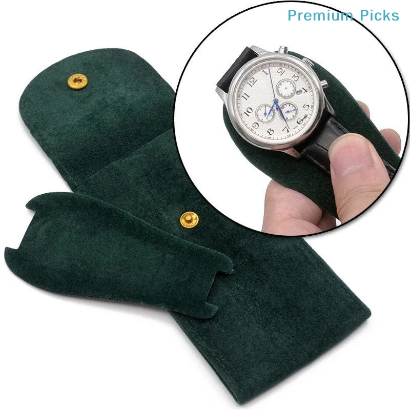 portablePortable Velvet Watch Protector Bag Soft Anti-scratch Lining Snap Closure for Home Travel Daily Use