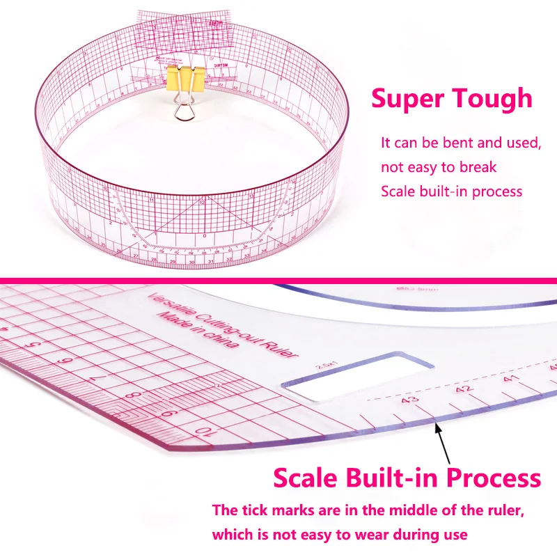 7Pcs Sewing Ruler Set French Curved Transparent Ruler Pattern Manufacturer DIY Garment Making Measuring Tool for Designer Tailor