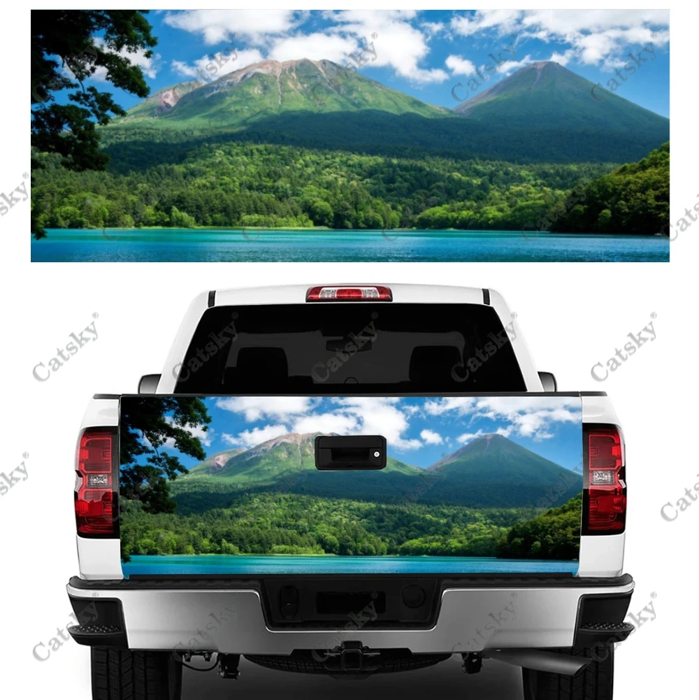 Nature Green Mountain Custom Car Tail Trunk Protect Vinly Wrap Sticker Decal Car Hood Decoration Sticker for SUV Off-road Pickup