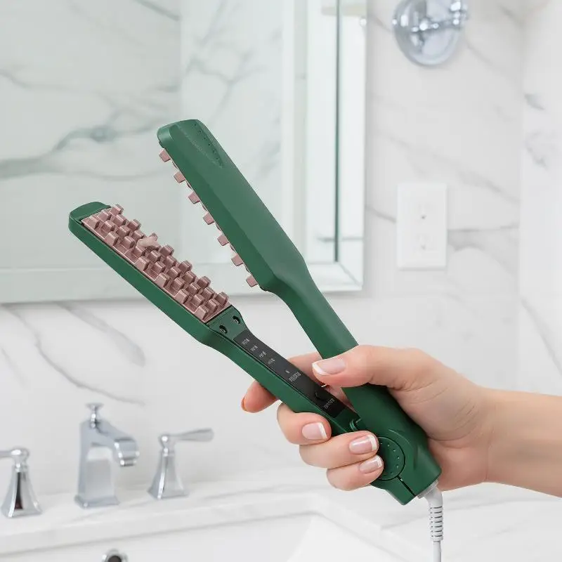 Fluffy Hair Curler 3D Grid Corn Perm Splint Hair Crimper Volumizer Ceramic Professional 4 Temperatures Styling Tool
