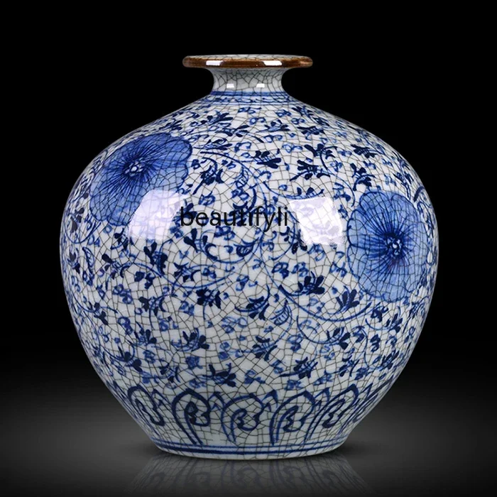 تنسيق زهور غرفة المعيشة ss8350، خزانة تلفزيون صينية عتيقة، ديكور سطح المكتب المنزلي، بورسلين أزرق وأبيض