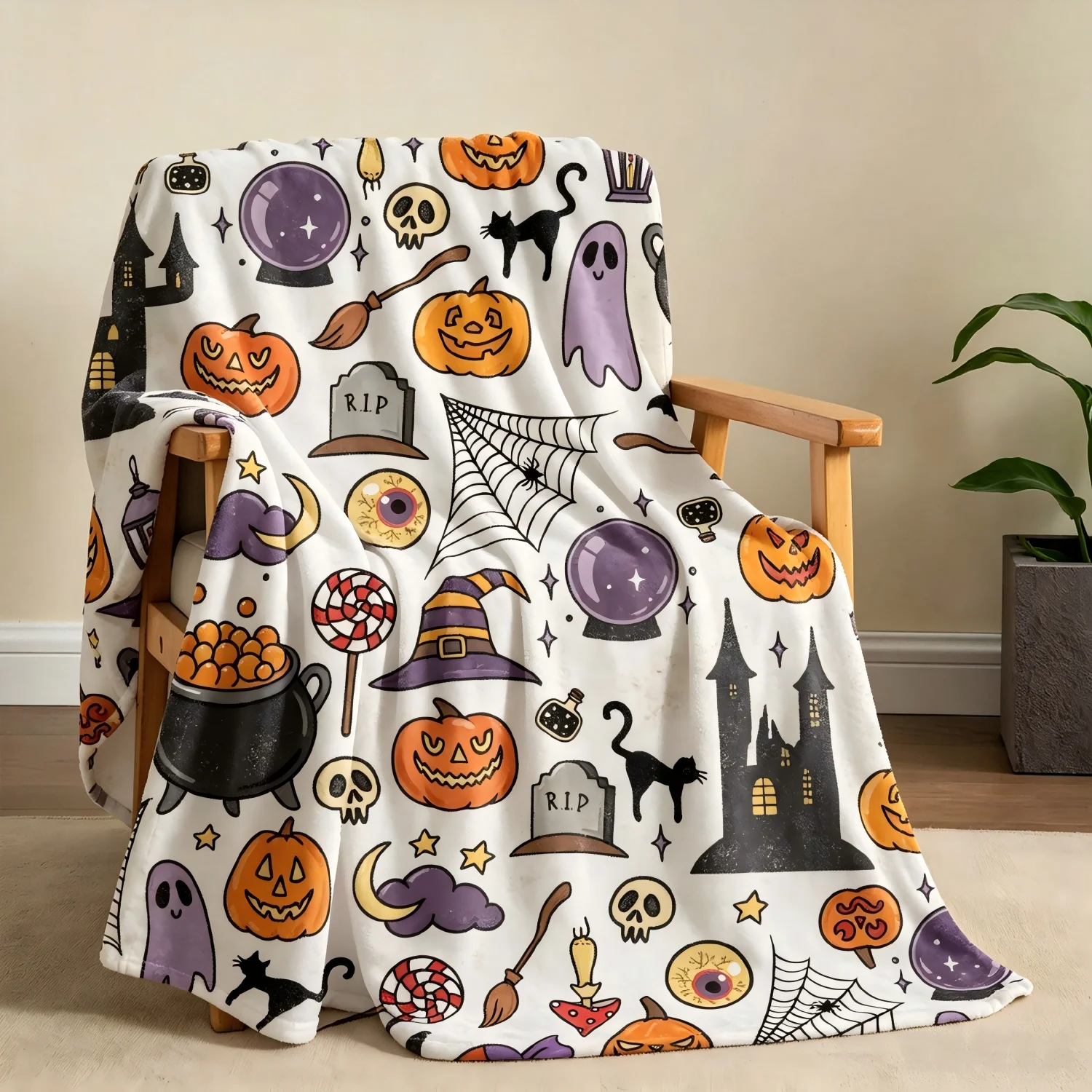 1pc Halloween X-mas Theme Blanket for Couch Throw Gifts Ghost Bats Reindeer Flannel Thin Blankets Festival Gifts Four Season Use