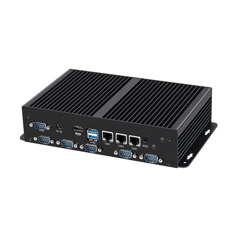 XCY 3LAN6COM Mini PC industriale Barebone Kit Supporto 2xDDR4 SSD WiFi6 BT 4G/5G SIM Card Computer senza ventola Windows10Pro Ready