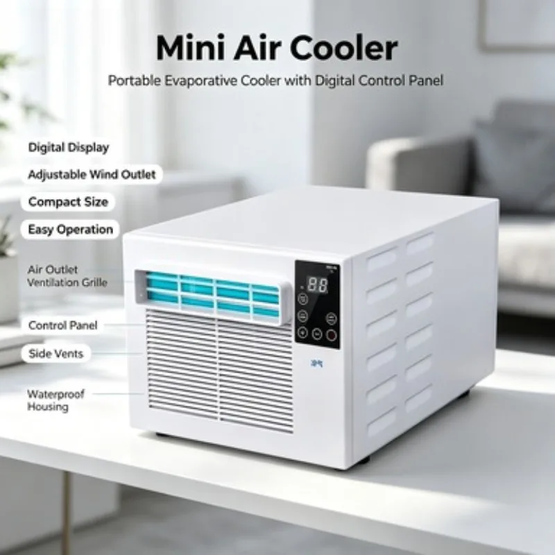110V  Portable Mini Air Conditioner Dual Desktop Cooling Unit for Mosquito Net Space Small Area Pet Temperature Adjustment