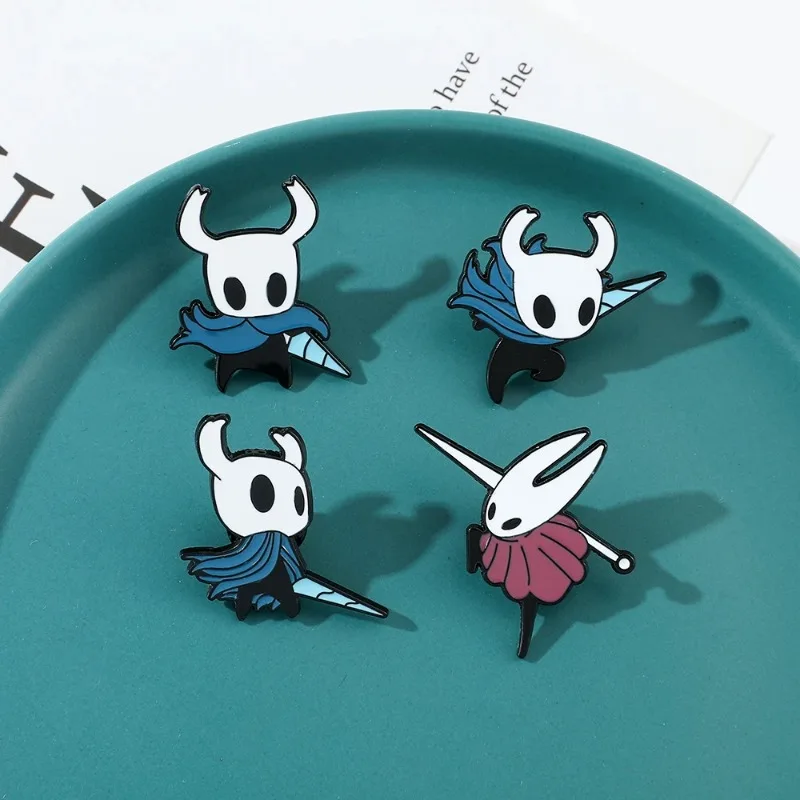 Hot New 4pcs Set Hollow Knight Enamel Pins Cute Cartoon Metal Brooch Game Jewelry Badge for Backpack Pins Accessories Gifts