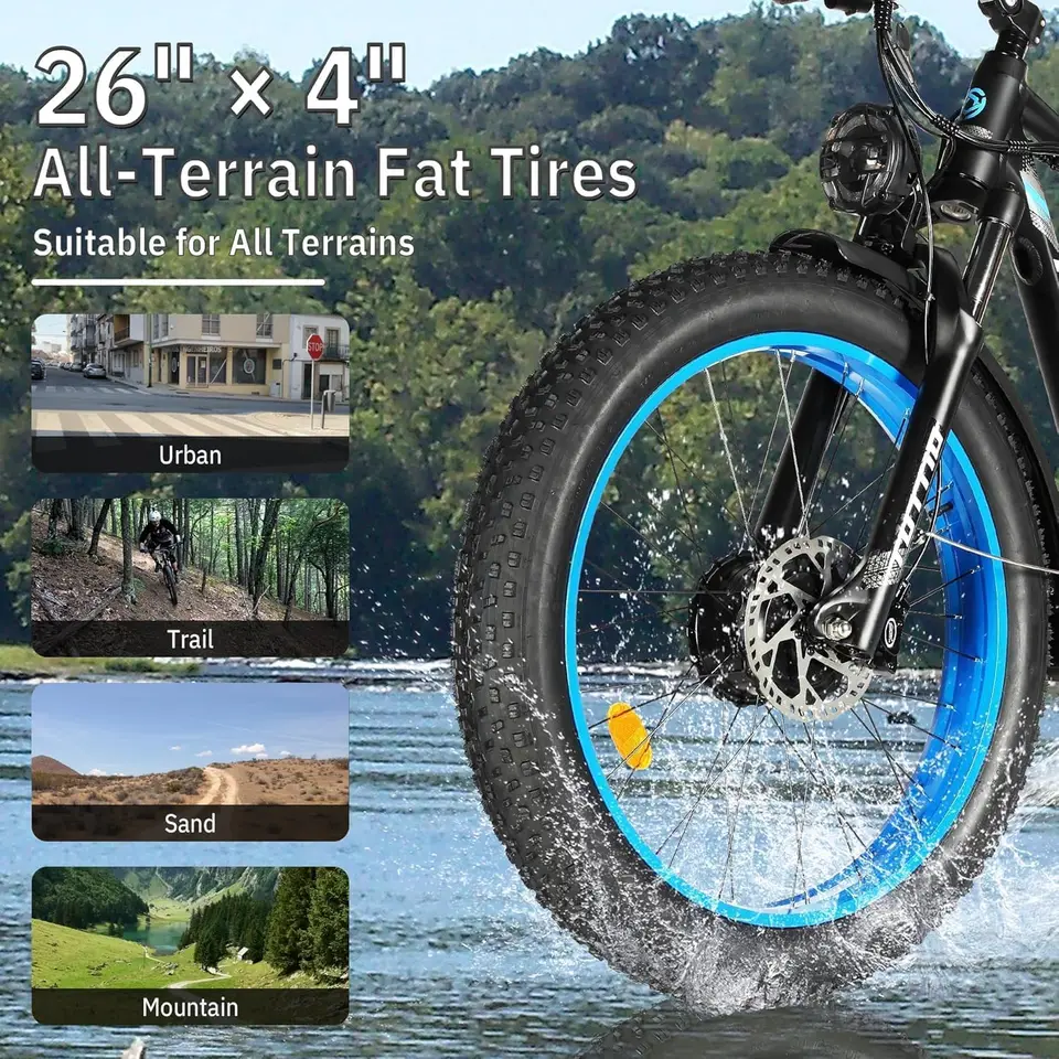 26 Dual Motor Electric Bike for Adults, 5000W Peak 210NM 40-46MPH Fast E-Bike, 52V 25AH Motorcycle, 32-90 Miles, 26 image 6