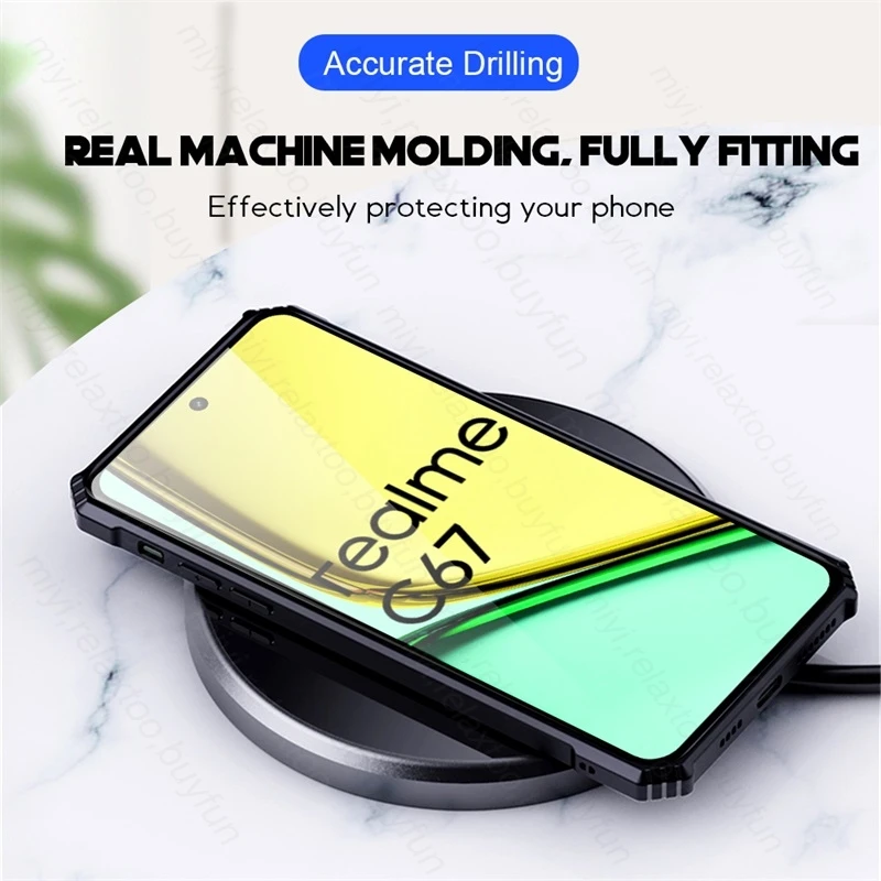 For Realme C67 4G Case Transparent Acrylic Armor Shockproof Coque On RealmeC67 Realmi C67 C 67 67C 4G Soft Frame Protect Fundas