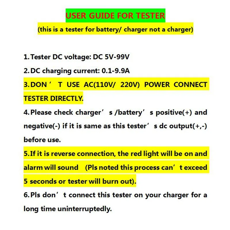 DC 5V-99V 0.1-9.9A Volt And Ampere Meter Detector For Smart Charger Lead Acid Gel Agm Lithium Battery Electric Car Motorcycle