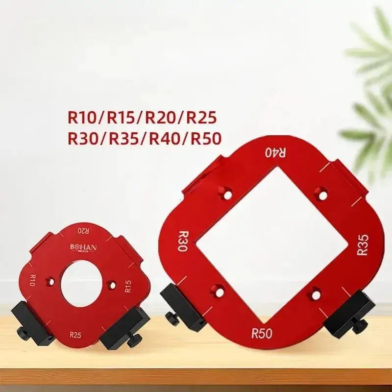2pcs 4-in-1 Woodworking Router Template Kit, Aluminum R10-R50 Arc Corner Positioning Tool for Custom DIY