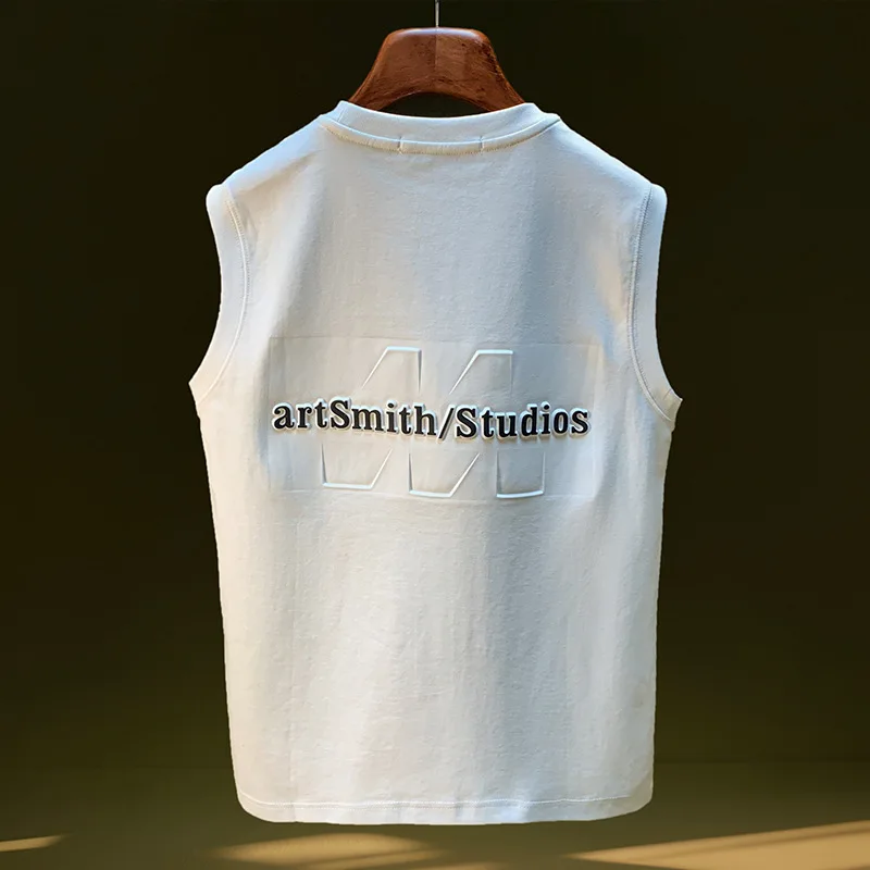 

2025 Summer Tank Top Men's Three Dimensional Letter Printed Sleeveless T-shirt Loose Large Sport Speed Drying Men's Clothing
