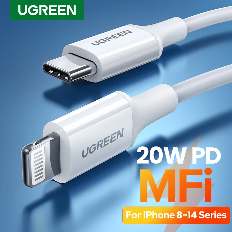 UGREEN MFi 20W PD USB C to Lightning Cable for iPhone 14 13 12 Pro Max Fast Charging for iPad Phone Type C Cable