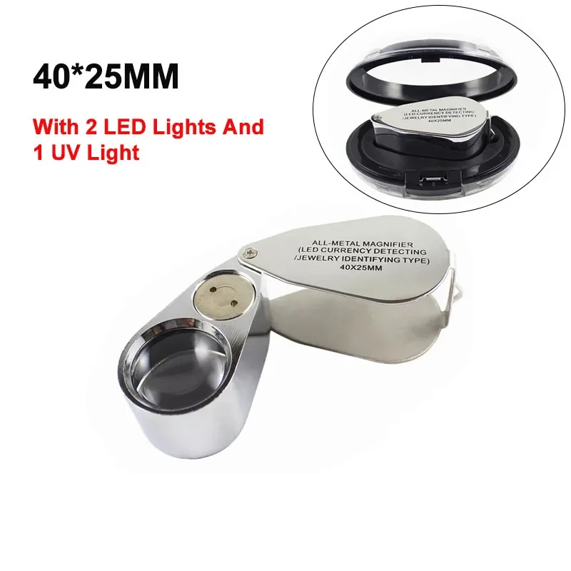 مكبر مجوهرات قابل للطي ، مكبر معدني محمول لقراءة العملات المعدنية ، تكبير 10X 20X 30X ، 10X 40X #4