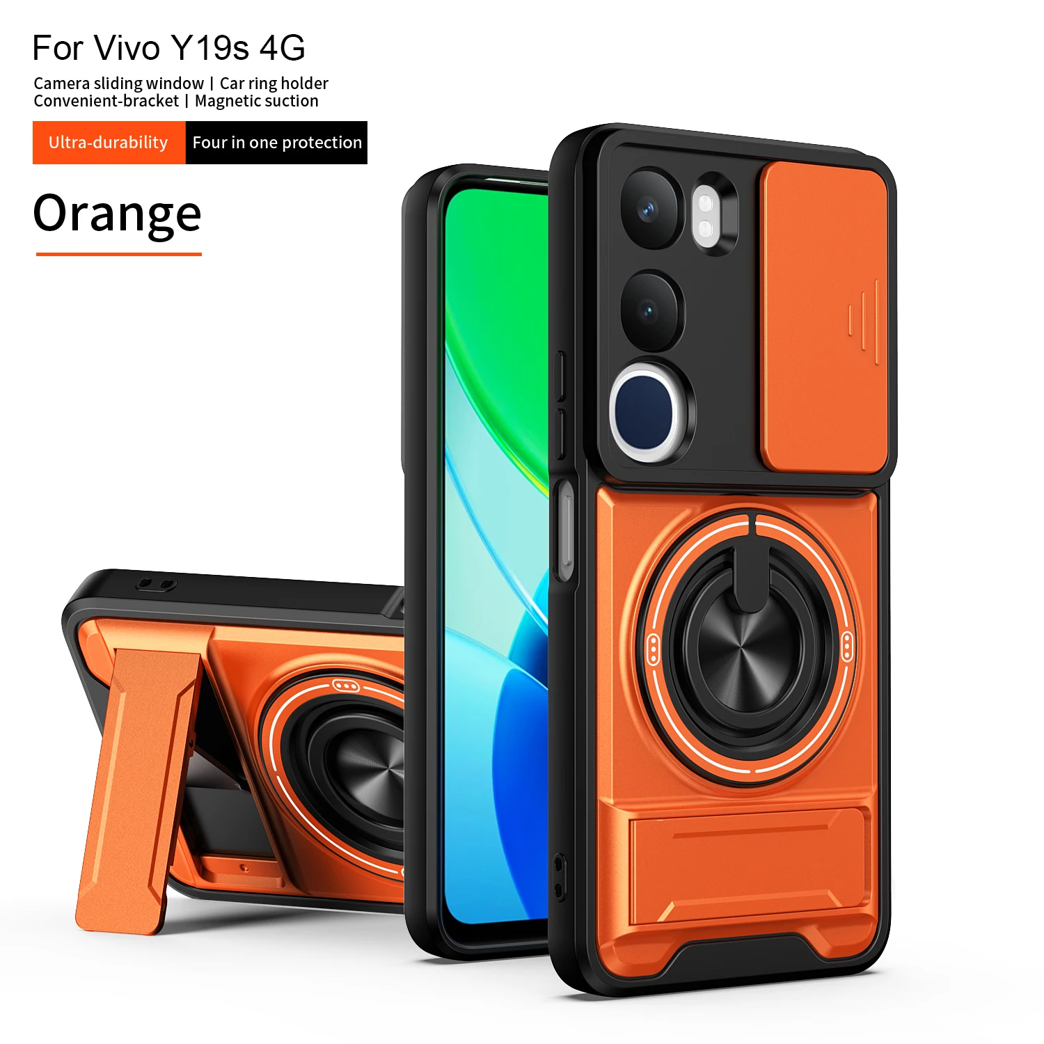 For Vivo Y19s Case Vivo Y19s Pro Cover Vivo Y29 5G y19s Case Magsafe Magnetic Fold Holder Military Armor Camera Protection Cover