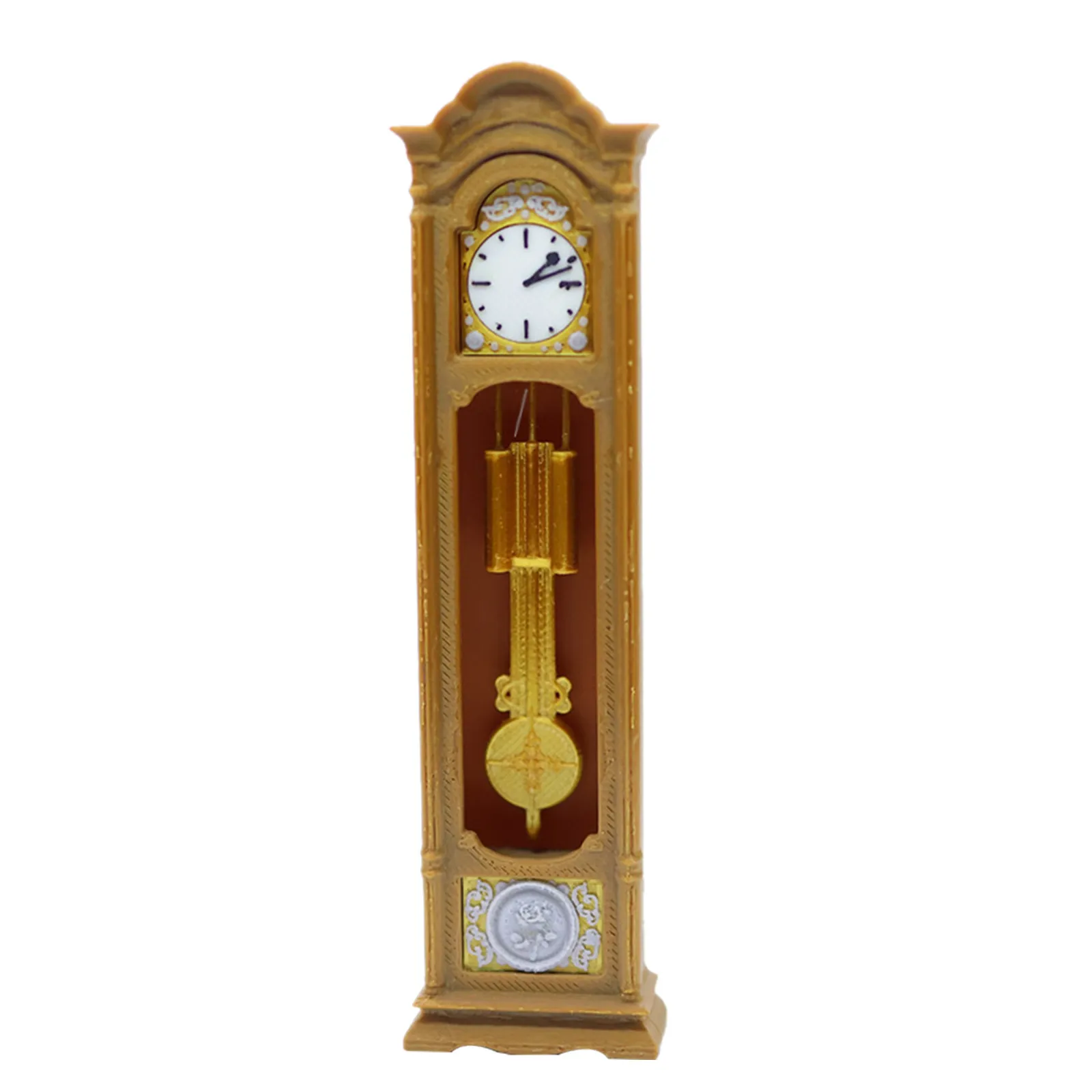 1:12 Scale Miniature Grandfather Clock Vintage European Style Pendulum Desk Clock for Dollhouse Miniature Furniture Collectors