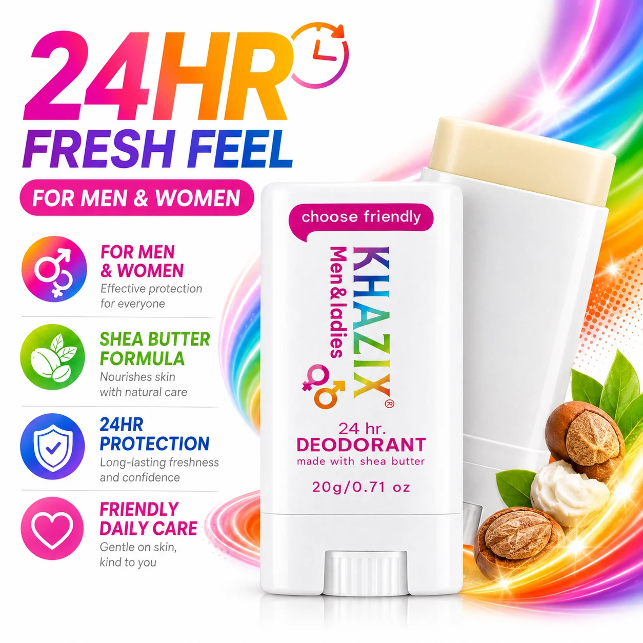 Underarm Deodorant Stick|Dual-Active Odor Fighting Formula|Shea Butter & Essential Oils Infused|Gentle Long-Lasting Freshness.Bo