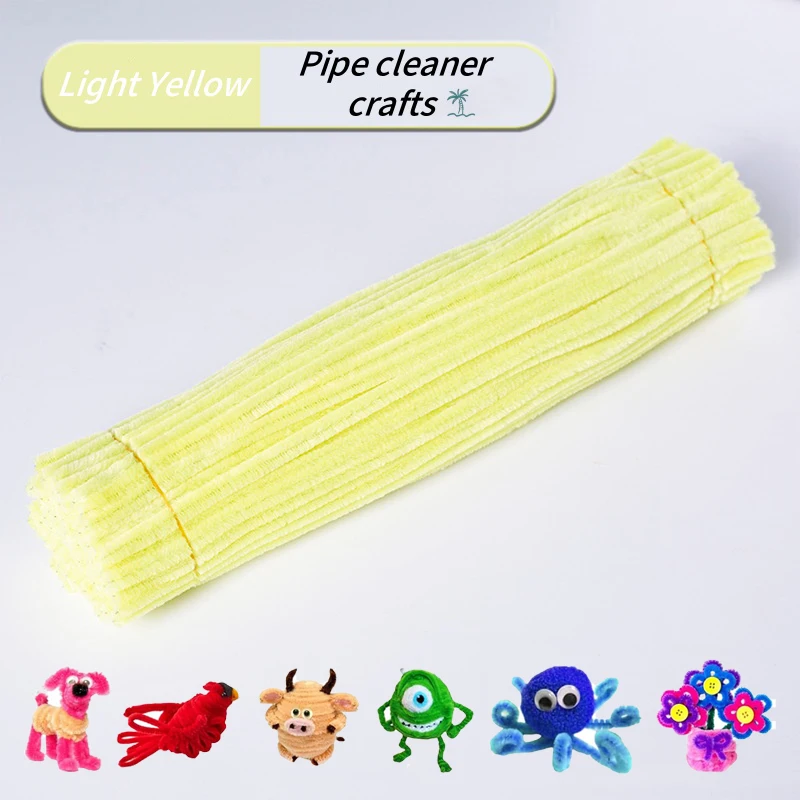 100-delige pijpreinigers chenille-steel, effen kleur pijpreinigers set voor pijpreinigers doe-het-zelf kunst ambachten decoraties