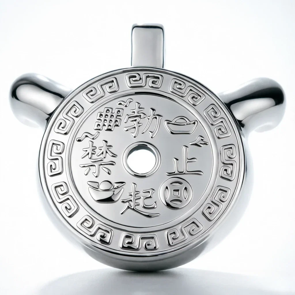 CITYFUN Metal urethral lock, male chastity lock, Chinese element design, pot lid, metal cage, wearing chastity equipment