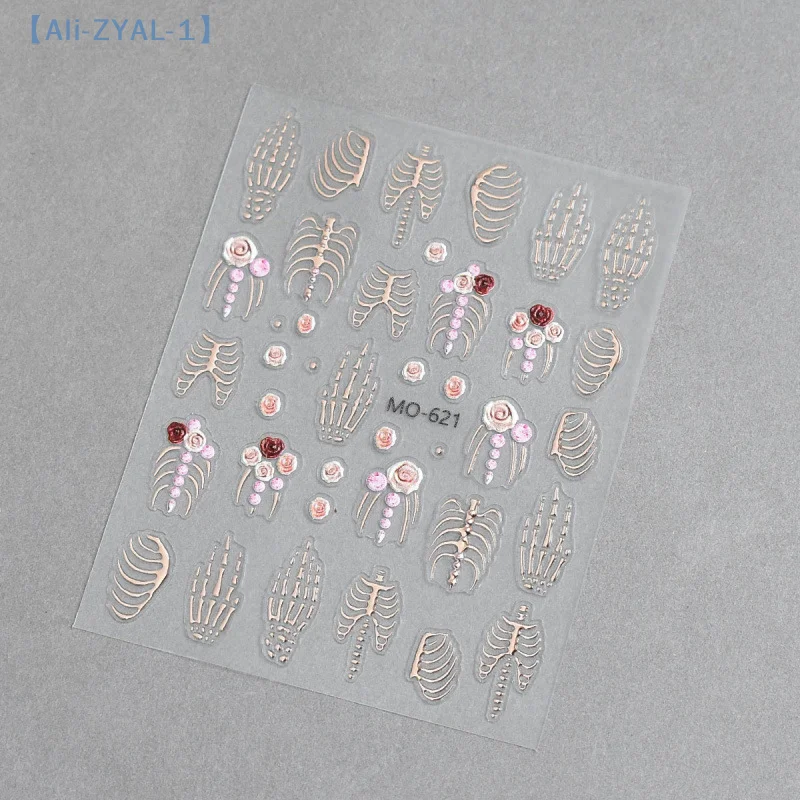 【ZYAL-1】5D Halloween Kerst Nagelstickers Relief Skelet Nagelsticker Halloween Party Manicure Slider