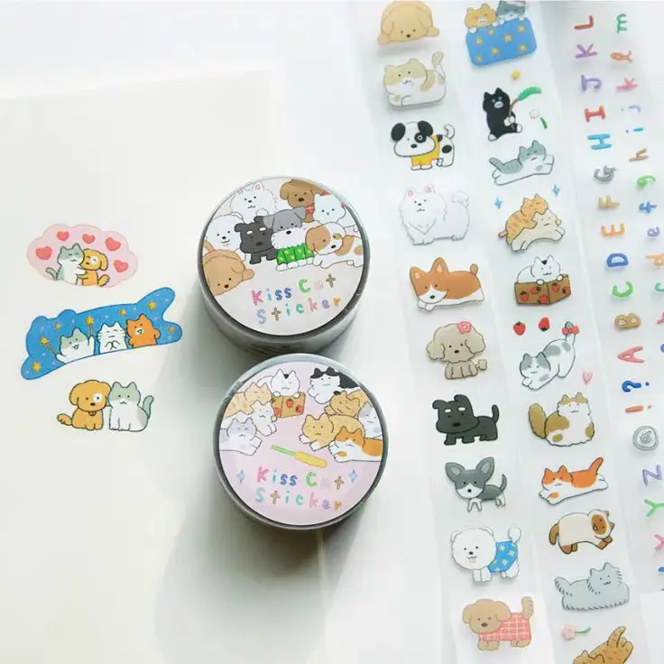 

Kawaii Cute Cat 3M DIY Hand Tent Tape Sticker Kpop Decorative Stickers Cute Cartoon School Stationery