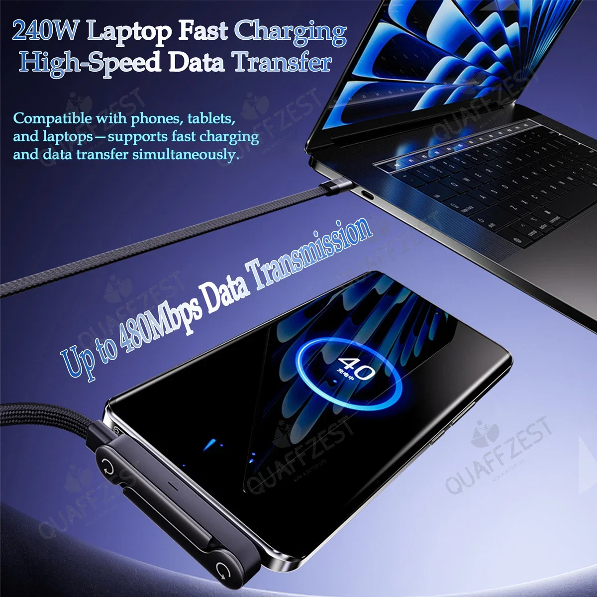 

2026 new 2-in-1 240W Fast Charging Foldable Phone Holder Data Cable Fast Charging Cable Phone Tablet Foldable Holder