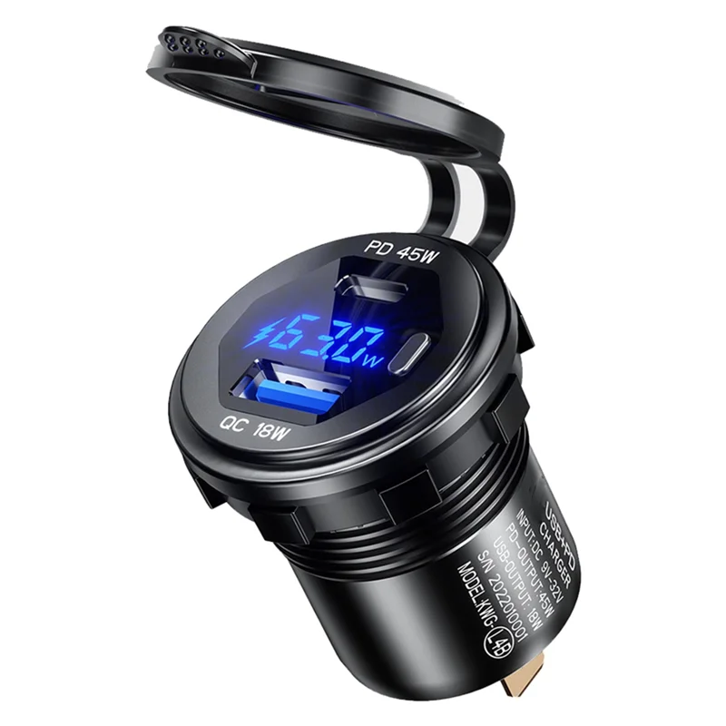 

ABEP-Metal Fast Charge 3.0 и PD Type C45W USB18W Автомобильное зарядное устройство USB-разъем для мотоцикла Разъем для зарядки