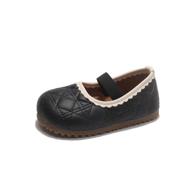 Girls Beige Slip On Loafers 2026 New Kids Princess PU Leather Flats Black Flats Soft Sole Classic School Shoes For Students