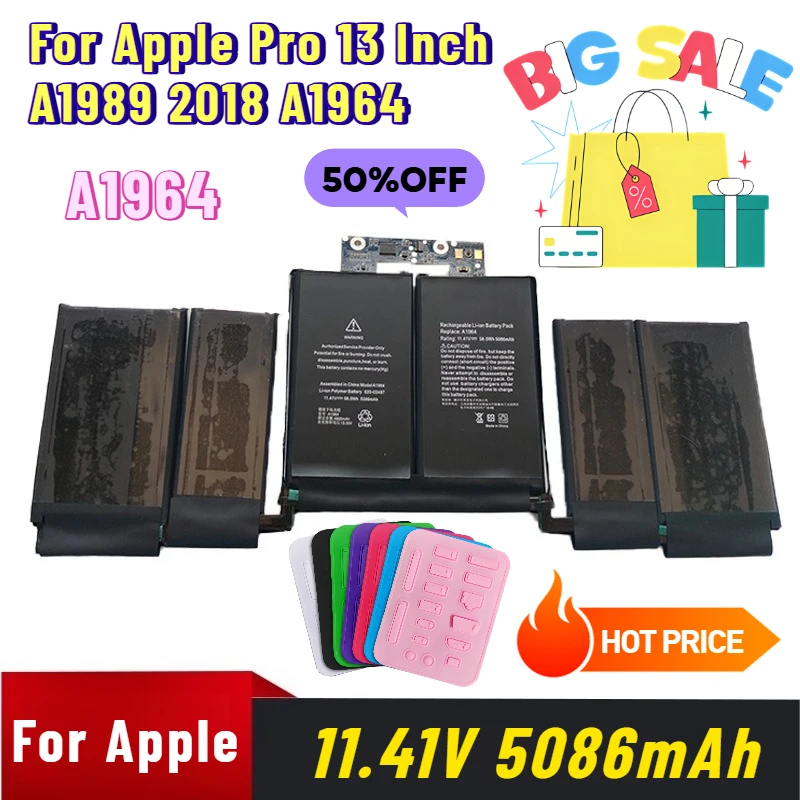 

11.41V 5086mAh for Apple Pro 13 Inch A1989 2018 A1964 Laptop Battery